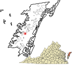 Accomack County Virginia incorporated and unincorporated areas Onley highlighted